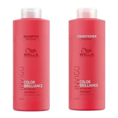 Wella INVIGO Color Brilliance Color Protection Fine/Normal Shampoo 1000ml and Vibrant Color Cond