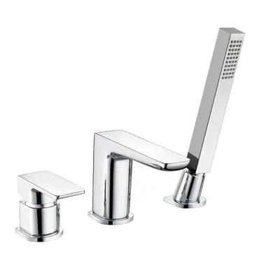 Designer Chrome Bath Filler Taps with Shower Handset Mixer Tap Hole