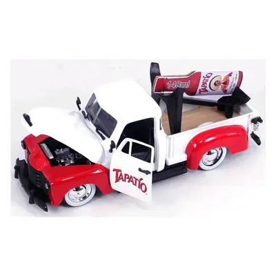 1953 Chevrolet Pickup Truck White and Red with Charro Man Diecast Figurine Tapatio 1/24 Diecast 