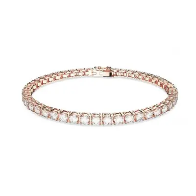 Swarovski Matrix Rose Gold-Tone Plated White Tennis Bracelet - Size