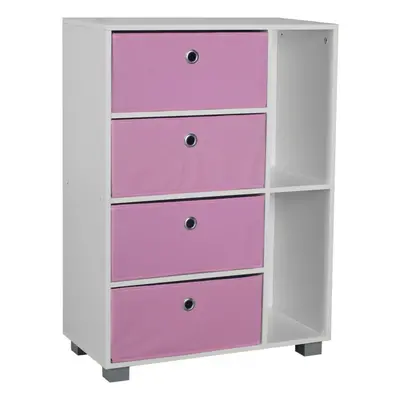 (Pink, White) Section Wooden Bookcase Living Room Drawers