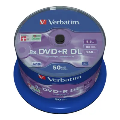 1x50 Verbatim DVD+R Double Layer 8x Speed, 8,5GB matt silver