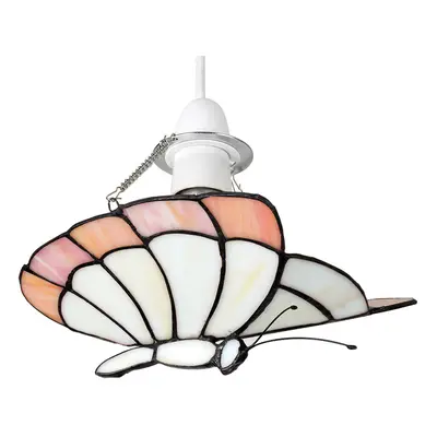 Tiffany Style White/Peach Glass Butterfly Ceiling Pendant Light Shade - Complete with a 6w LED G