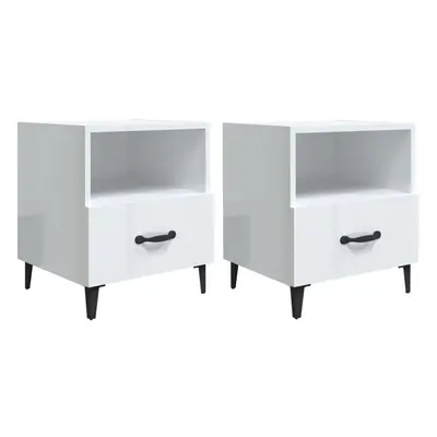 (high gloss white, 2) vidaXL 1/2x Bedside Cabinet Engineered Wood End Table Nightstand Multi Col