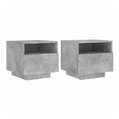 (concrete grey, pcs) vidaXL Bedside Cabinets with LED Lights Nightstand Bed Cabinet Side Table