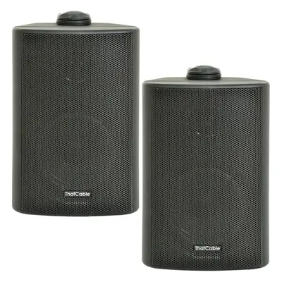 (PAIR) 2x 3" 60W Black Outdoor Rated Speakers Wall Mounted HiFi 8Ohm & 100V