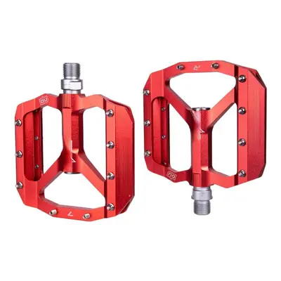 (Red) Anti-slip Durable Aluminum Alloy Perlin Bearing Pair Bicycle Pedals Mountain Bike Pedals