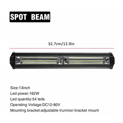 (13 Inch) 12V-80V 7Inch/13Inch/19Inch 4860Lm/8100Lm/14580Lm Slim Single Row Spot Beam LED Work L