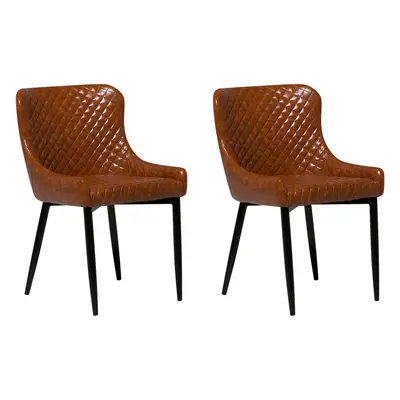 Set of Dining Chairs SOLANO Faux Leather Golden Brown