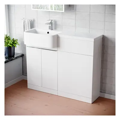 1000mm Left Hand Freestanding White Cabinet with Basin & WC Unit