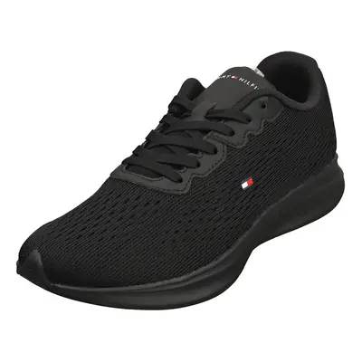 (10) Tommy Hilfiger Lightweight Runner Knit Flag Mens Casual Trainers in Black