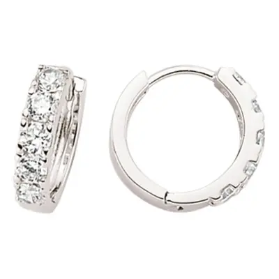 Jewelco London Ladies Sterling Silver Cubic Zirconia Eternity Huggie Hoop Earrings 15mm - GVE389