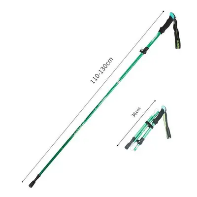 (Green 110-130) Anti Shock Walking Stick Telescopic Trekking Ultralight Aluminum Alloy Tactical 