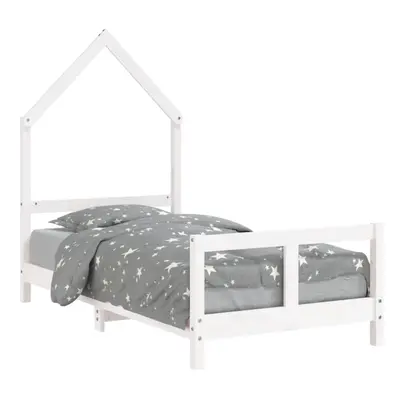 (white, x cm) vidaXL Kids Bed Frame Bedstead Wooden Bed Base Black 80x200 cm Solid Wood Pine