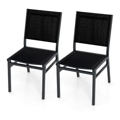 2 Pieces Outdoor Dining Chair Armless Chair Breathable Seat & Backrest