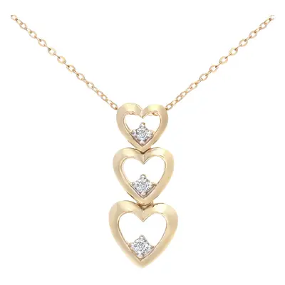 Jewelco London 9ct Yellow Gold Round 6pts Diamond Heart Pendant Necklace inch 46cm - PP0AXL3059Y