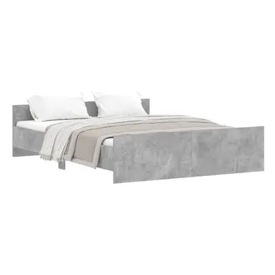 (concrete grey, x cm) vidaXL Bed Frame with Headboard and Footboard Mattress Foundation Bed Base