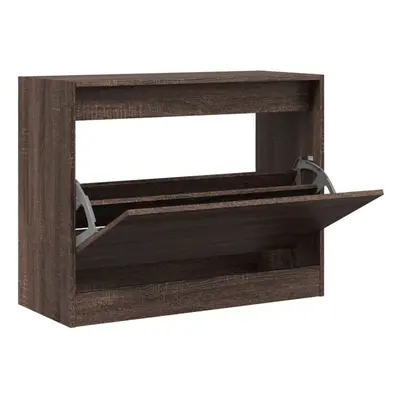 (brown oak, x x cm) vidaXL Shoe Cabinet with Flip-Drawers Shoe Storage Shelf Shoe Rack Cupboard