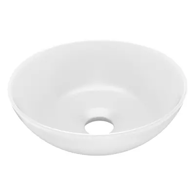 vidaXL Bathroom Sink Ceramic Matt White Round Cloakroom Counter Top Wash Basin