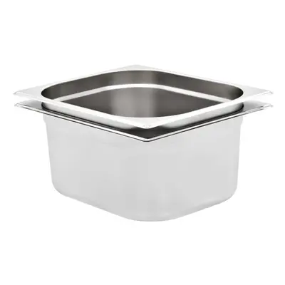 vidaXL 2x Gastronorm Containers GN 1/2 150mm Stainless Steel Stackable Tray