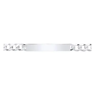 Jewelco London Ladies Sterling Silver Flat Curb ID Identity Bracelet 7mm inch - ID33