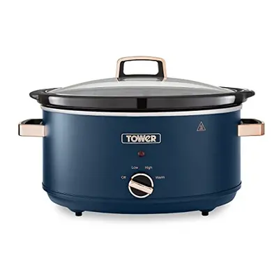 Tower T16043MNB Cavaletto 6.5 Litre Slow Cooker with Heat Settings, Cool Touch Handles, Midnight