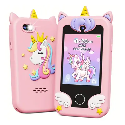 (Pink) Kikapabi Kids Smart Phone Toys, Birthday Gifts Unicorn Toddler Play Phone