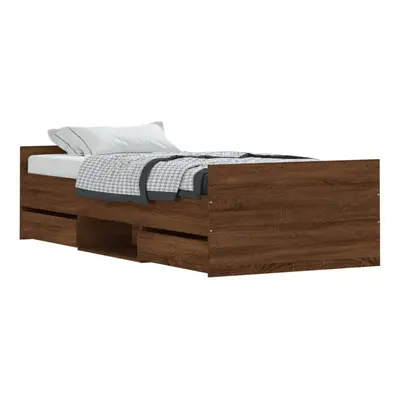 (brown oak, x cm) vidaXL Bed Frame with Headboard and Footboard Mattress Foundation Concrete