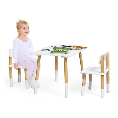 Children's Table & Chairs Set Wooden Kids Table Chair Set w/ Non-slip Foot Pads