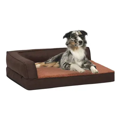 vidaXL Ergonomic Dog Bed Mattress Linen Look Fleece Brown Dog Pet Sofa Basket