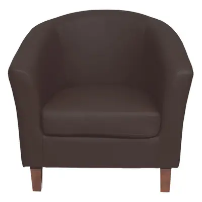 (Brown) Faux Leather Tub Chair In Black Brown Cream or Red