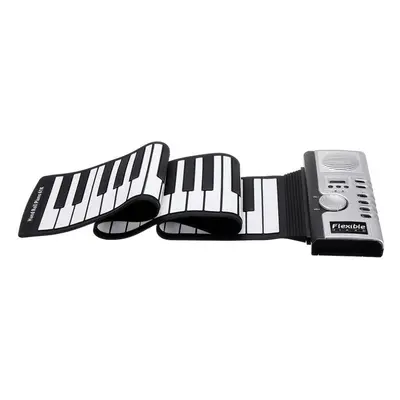 61 Keys Foldable Portable Roll Up Electronic Piano Tones Headphone Output with USB Power Cord