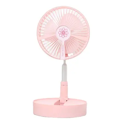 (Pink) Electric Usb Fan Speeds Foldable Desk Fan Rechargeable Table Fan Stretchable Floor Fan