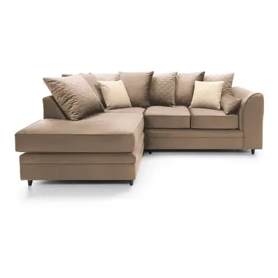 (Tan Brown, Left Facing) Chicago Velvet Corner Sofa