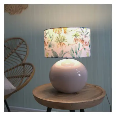 ValueLights Bosco Stone Ceramic Table Lamp with Tropical Shade & Bulb