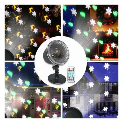 4 LED Projection Stage Light Outdoor Christmas Mini Snowflake Lamp with Remote Control for Party