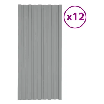 vidaXL 12x Roof Panels Galvanised Steel Grey Profile Sheet Shed Roof Panel