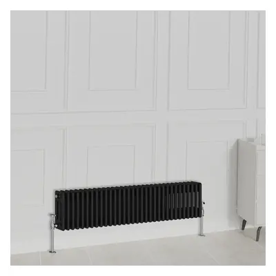 (300x1460mm-3 Column, Black) NRG Traditional Radiator Horizontal Vertical Cast Iron Style Double