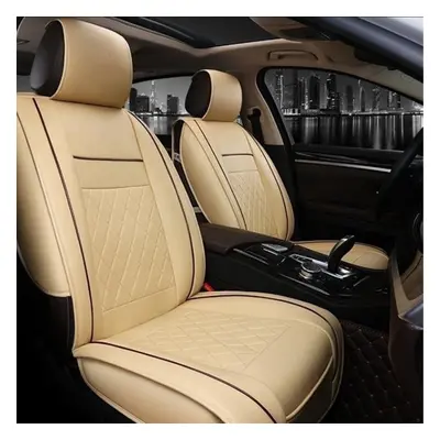 (Beige) 1psc PU Leather Car Full Surround Seat Cover Cushion Protector Set Universal for Seats C