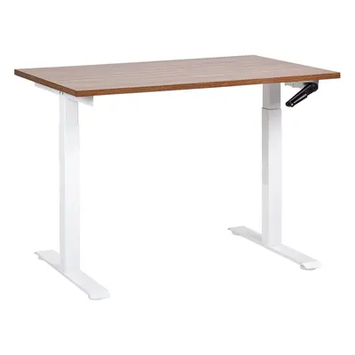 Adjustable Standing Desk x cm Dark Wood and White DESTINES