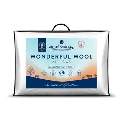 (2 Pack) Slumberdown Wonderful Wool Pillow UK Made