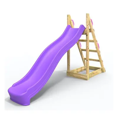 (Purple) Rebo Free Standing Garden Wave Water Slide with Wooden Platform - 8ft Slide