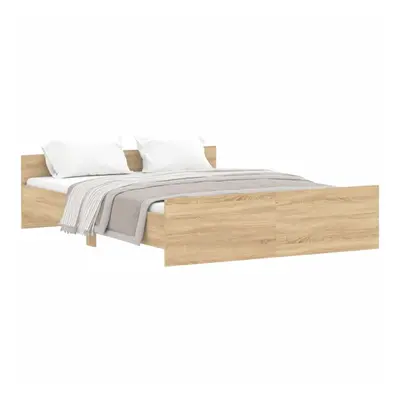 (sonoma oak, x cm) vidaXL Bed Frame with Headboard and Footboard Mattress Foundation Bed Base