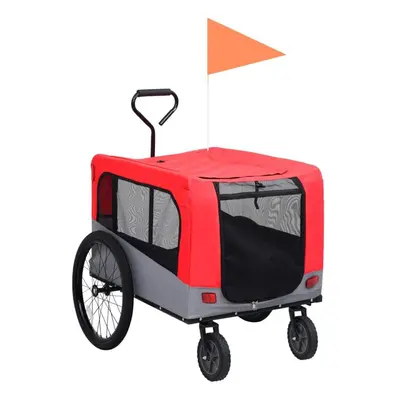 vidaXL 2-in-1 Pet Bike Trailer and Jogging Stroller Dog Carrier Red and Grey