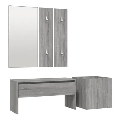 vidaXL Hallway Furniture Set Grey Sonoma Engineered Wood Bench and Coat Rack