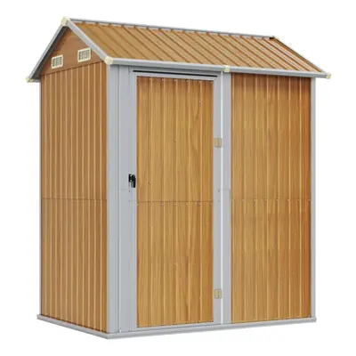 (light brown) vidaXL Garden Shed Outdoor Storage Shed Patio Yard Tool Shed Galvanised Steel