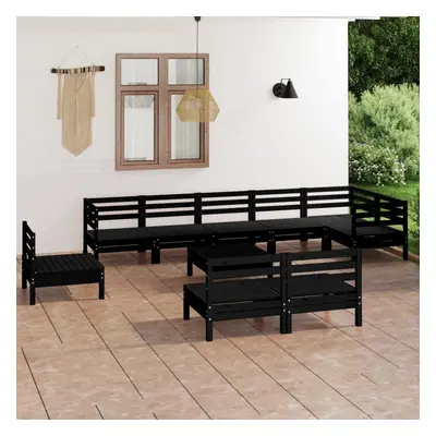 vidaXL Garden Lounge Set Outdoor Lounge Set Piece Solid Wood Pine Black