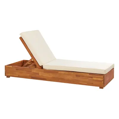 Sun Lounger with Cushion Wood Light Wood FANANO