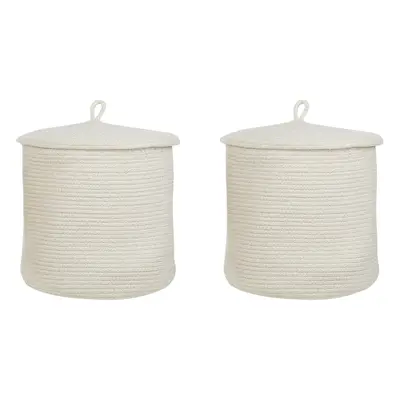 Set of Cotton Baskets with Lids Off-White SILOPI