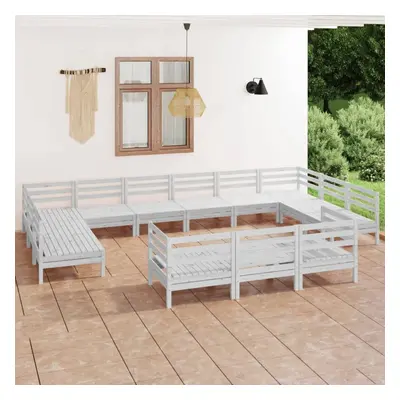 vidaXL Garden Lounge Set Outdoor Lounge Set Piece White Solid Wood Pine